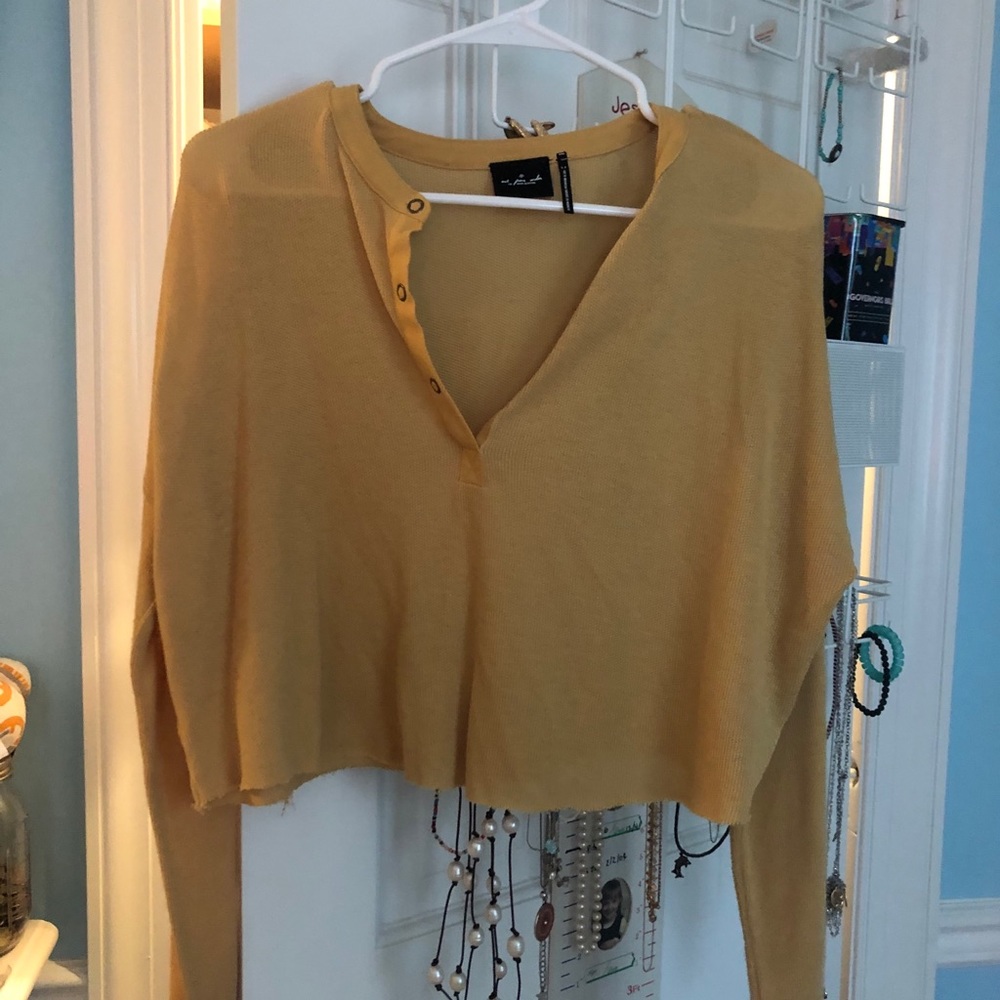 Urban Outfitters Yellow Cropped Henley